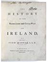 WARNER, FERDINANDO. The History of Ireland . . . Volume the First [all published]. 1763 + The History of the Rebellion . . . in Ireland